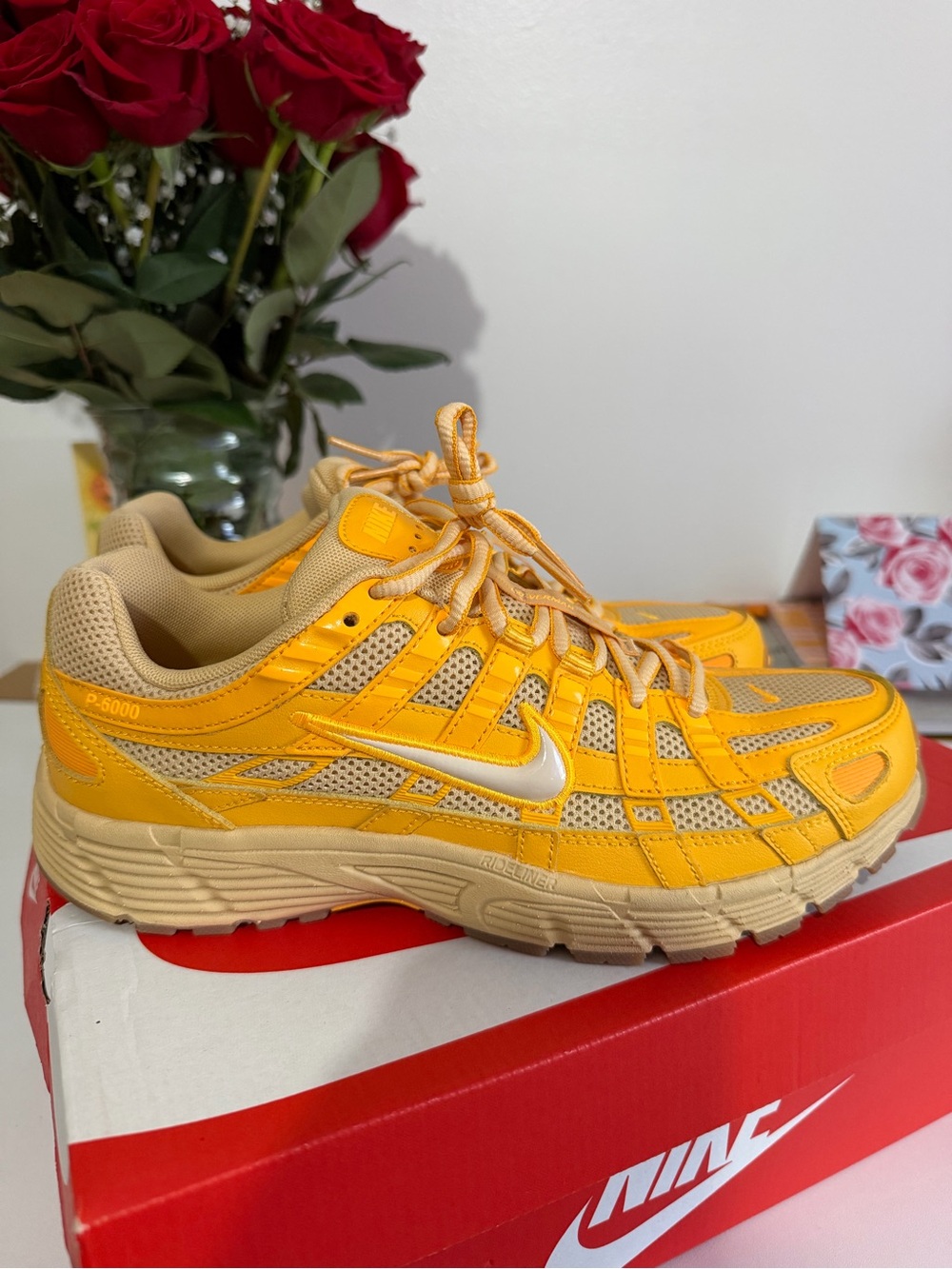 Nike Women's Yellow and Tan P-6000 Mesh Sneakers
